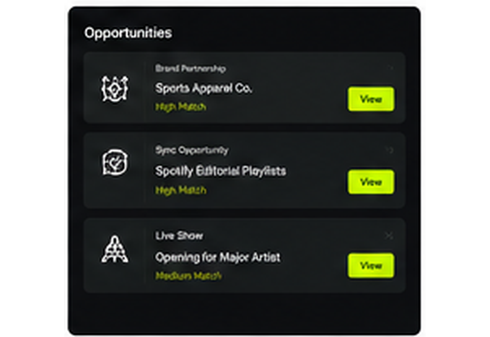 NILAgent opportunity matches screen